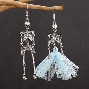 SKELETON COUPLE cute fun whimsical novelty halloween earrings